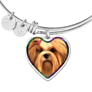 Lhasa Apso Print Heart Pendant Bangle-Free Shipping - Deruj.com