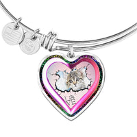 Cute Painted Cat Print Heart Pendant Bangle-Free Shipping - Deruj.com