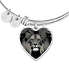 Lion Grey Art Print Heart Pendant Bangle-Free Shipping - Deruj.com