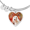 Afghan Hound Print Luxury Heart Charm Bangle -Free Shipping - Deruj.com