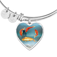 Goldfish Print Heart Pendant Luxury Bangle-Free Shipping - Deruj.com