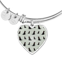 Labrador Retriever Pattern Print Luxury Heart Charm Bangle-Free Shipping - Deruj.com