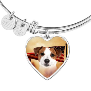 Cute Jack Russell Terrier Print Luxury Heart Charm Bangle-Free Shipping - Deruj.com