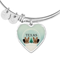 Yorkshire Terrier (Yorkie) Texas Print Heart Charm Bangle-Free Shipping - Deruj.com