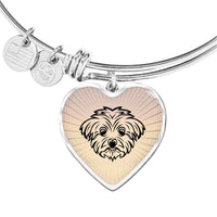 Maltese Dog Vector Art Print Heart Pendant Bangle-Free Shipping - Deruj.com