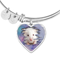 Cute White Hamster Print Heart Pendant Bangle-Free Shipping - Deruj.com