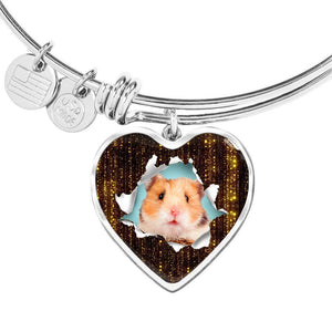 Syrian Hamster Print Heart Pendant Bangle-Free Shipping - Deruj.com