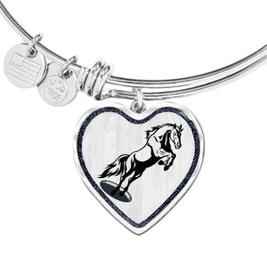 Mustang Horse Art Print Heart Pendant Bangle-Free Shipping - Deruj.com
