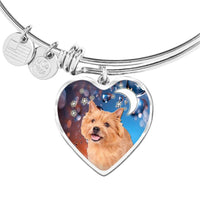 Norwich Terrier Print Luxury Heart Charm Bangle-Free Shipping - Deruj.com