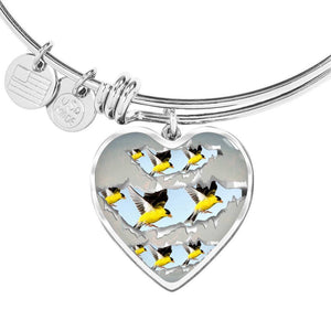 American Goldfinch Bird Print Heart Pendant Bangle-Free Shipping - Deruj.com