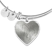 Thoroughbred Horse Print Heart Pendant Luxury Bangle-Free Shipping - Deruj.com