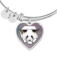 Amazing Panda Vector Art Print Heart Pendant Bangle-Free Shipping - Deruj.com
