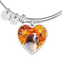 Cute Irish Red and White Setter Print Luxury Heart Charm Bangle-Free Shipping - Deruj.com