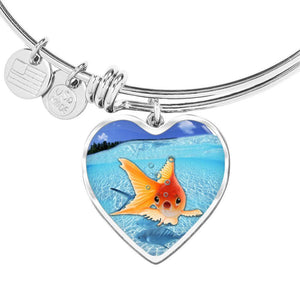 Comet Fish Print Heart Pendant Luxury Bangle-Free Shipping - Deruj.com