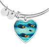 Achilles Tang Fish Print Heart Pendant Luxury Bangle-Free Shipping - Deruj.com