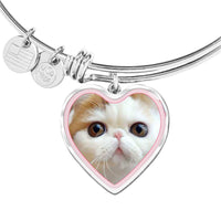 Cute Snoopy Cat Print Heart Pendant Bangle-Free Shipping - Deruj.com
