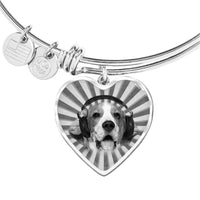 Beagle Print Luxury Heart Charm Bangle -Free Shipping - Deruj.com
