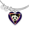 Cute Panda Art Print Heart Pendant Bangle-Free Shipping - Deruj.com