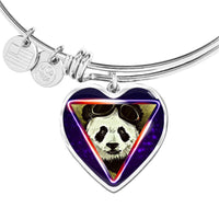 Cute Panda Art Print Heart Pendant Bangle-Free Shipping - Deruj.com