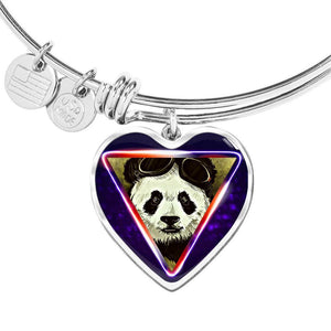 Cute Panda Art Print Heart Pendant Bangle-Free Shipping - Deruj.com