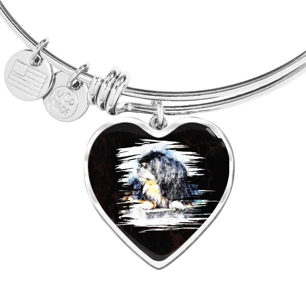 Tibetan Mastiff Dog Art Print Heart Pendant Bangle-Free Shipping - Deruj.com