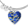 Zebrafish Fish Print Luxury Heart Charm Bangle-Free Shipping - Deruj.com