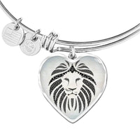 Lion Black&White Art Print Heart Pendant Bangle-Free Shipping - Deruj.com