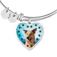 Chinook Dog Print Luxury Heart Charm Bangle-Free Shipping - Deruj.com