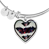 American Flag Skull Print Heart Pendant Bangle-Free Shipping - Deruj.com