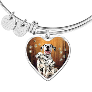 Cute Dalmatian Dog Print Luxury Heart Charm Bangle-Free Shipping - Deruj.com