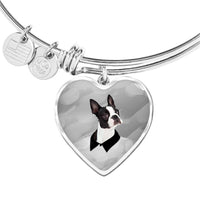 Boston Terrier Print Heart Pendant-Free Shipping - Deruj.com