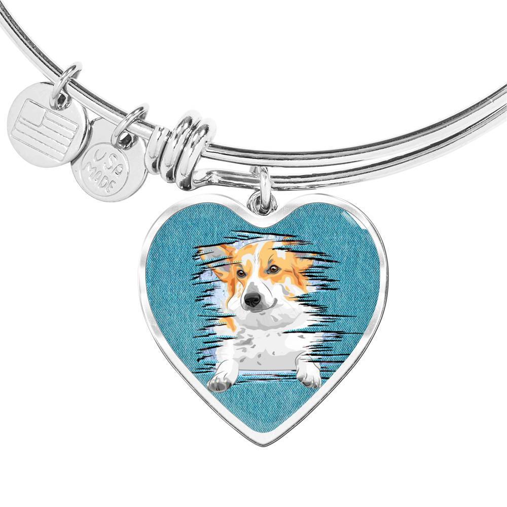 Pembroke Welsh Corgi Dog Art Print Heart Pendant Bangle-Free Shipping - Deruj.com
