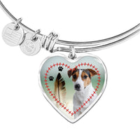 Jack Russell Terrier Print Luxury Heart Charm Bangle-Free Shipping - Deruj.com