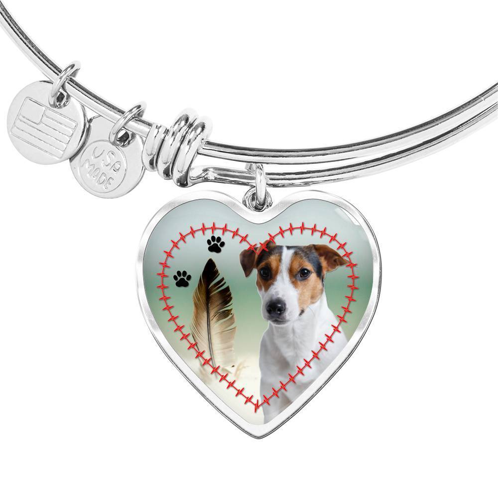 Jack Russell Terrier Print Luxury Heart Charm Bangle-Free Shipping - Deruj.com