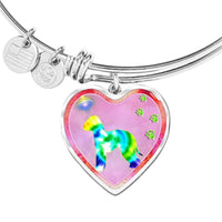 Bedlington Terrier Dog Art Print Heart Pendant Bangle-Free Shipping - Deruj.com