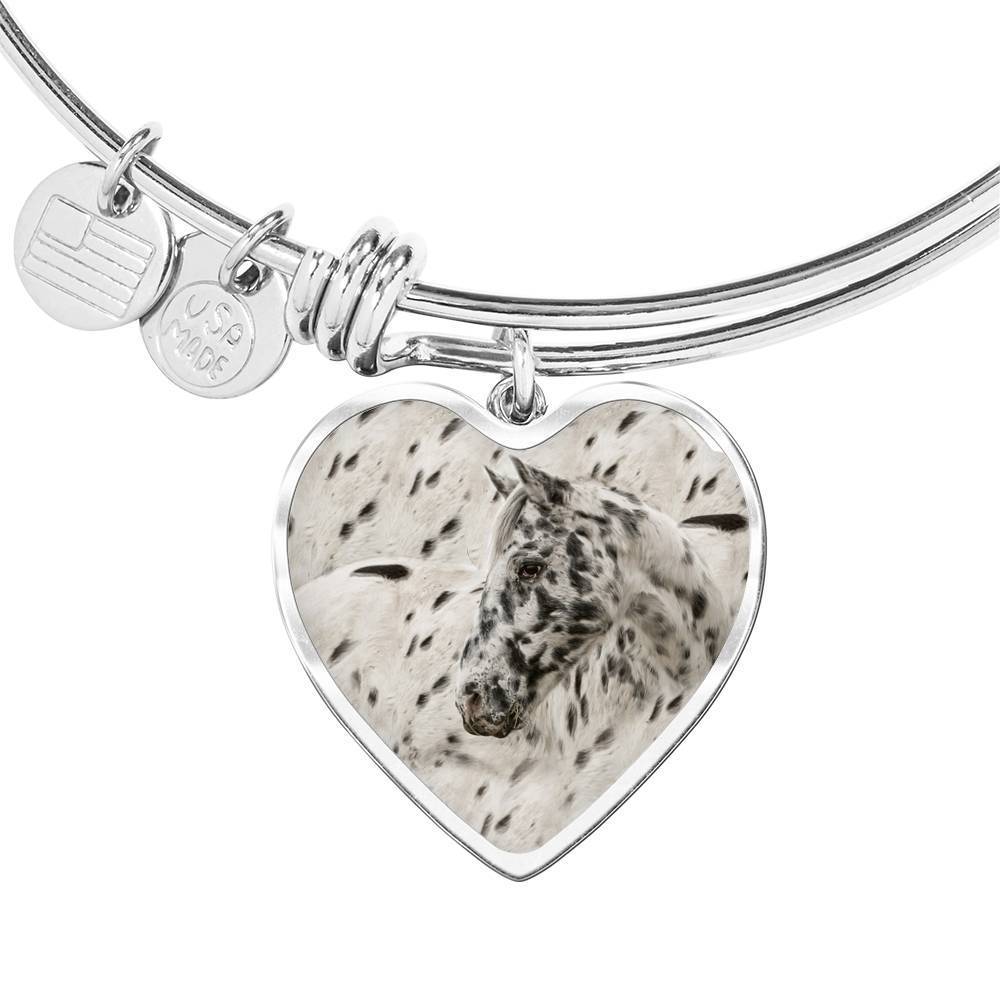 Appaloosa Horse Print Heart Pendant Luxury Bangle-Free Shipping - Deruj.com