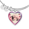 Golden Retriever Dog Print Heart Pendant Bangle-Free Shipping - Deruj.com