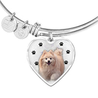 Cute Pomeranian Print Luxury Heart Charm Bangle-Free Shipping - Deruj.com