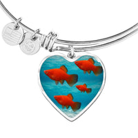 Southern Platyfish Fish Print Heart Pendant Luxury Bangle-Free Shipping - Deruj.com