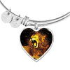 Roaring Lion Art Print Heart Pendant Bangle-Free Shipping - Deruj.com