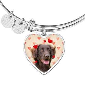 Flat Coated Retriever Print Luxury Heart Charm Bangle-Free Shipping - Deruj.com