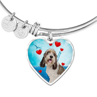 Petit Basset Griffon Vendeen Print Luxury Heart Charm Bangle-Free Shipping - Deruj.com