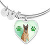 Belgian Malinois Print Luxury Heart Charm Bangle -Free Shipping - Deruj.com