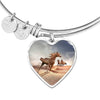 Arabian Horse Print Luxury Heart Charm Bangle-Free Shipping - Deruj.com