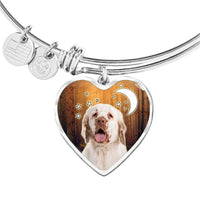 Clumber Spaniel Print Luxury Heart Charm Bangle-Free Shipping - Deruj.com