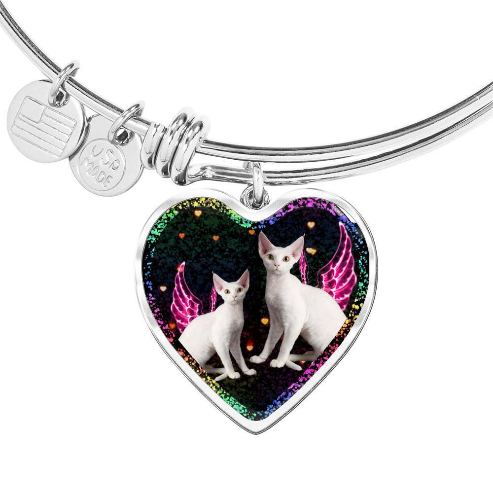 Devon Rex Cat Print Heart Pendant Bangle-Free Shipping - Deruj.com