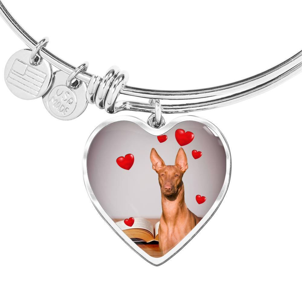 Pharaoh Hound Print Luxury Heart Charm Bangle-Free Shipping - Deruj.com