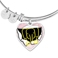 Cute Baby Elephant Print Heart Pendant Bangle-Free Shipping - Deruj.com