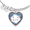 Cute Cat In Denim Print Heart Pendant Bangle-Free Shipping - Deruj.com