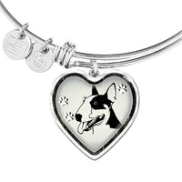 Bull Terrier Dog Art Print Heart Pendant Bangle-Free Shipping - Deruj.com